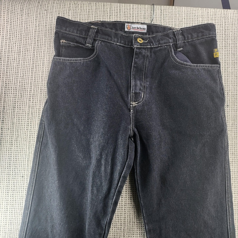Just In Trend Flame Resistant FR Jeans Mens 33x30 Black Denim‎ Straight Workwear